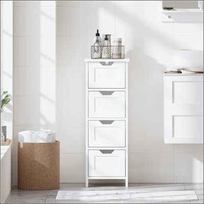 Narrow Bathroom Floor Cabinet with 4 Drawers