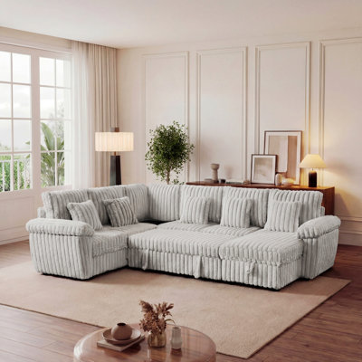 Canapé modulaire avec lit escamotable, rangement intégré, port USB et porte-gobelets