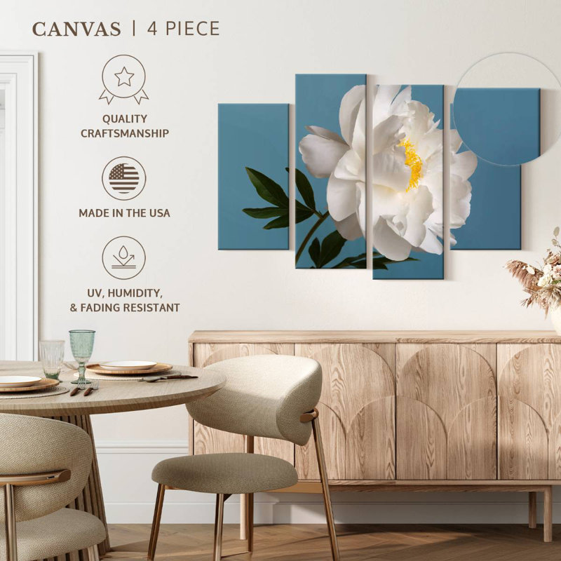 Harnek White Peony Flower, 27" H x 43" W
