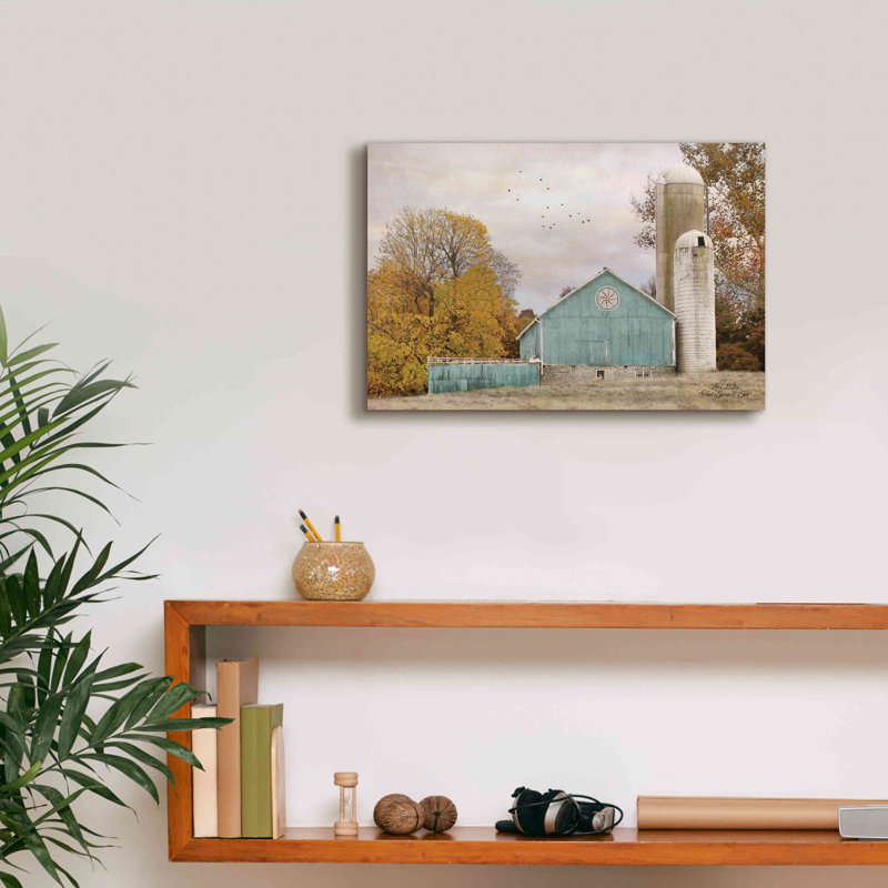 Gracie Oaks «Teal Barn and Silo» par Lori Deiter, H 12 po x l 18 po x P 0,75 po