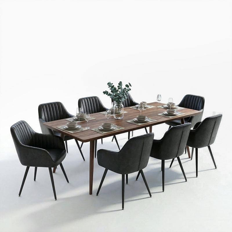Modern Faux Leather Dining Chair, Black