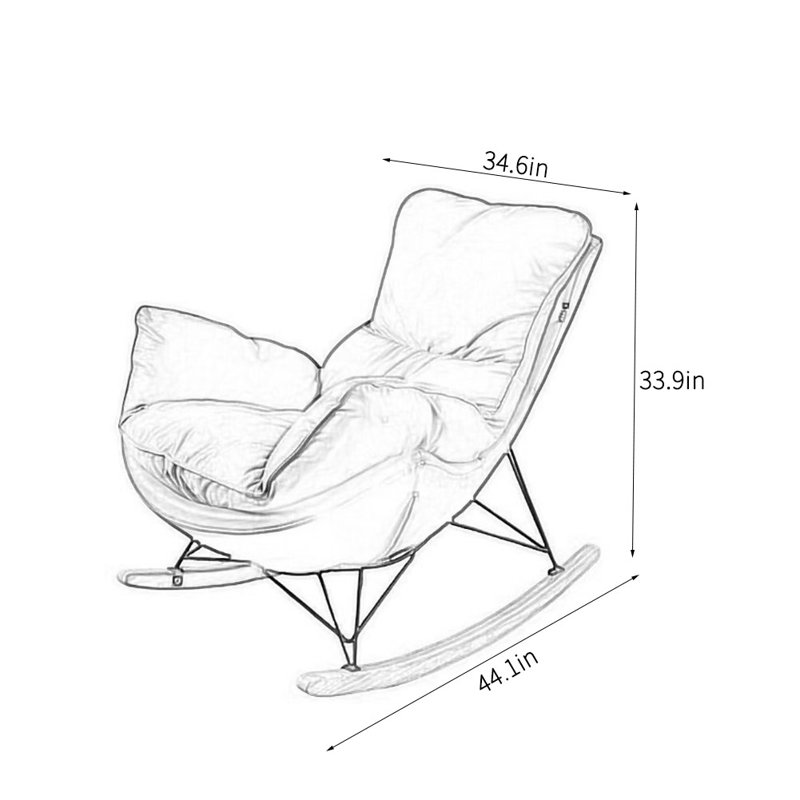 Chaise berçante de loisirs italienne confortable, Gris, Gris foncé