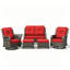 Ensemble de mobilier d'extérieur pour 4 personnes avec causeuse, chaises pivotantes, table d'appoint et coussin rouge-827588396