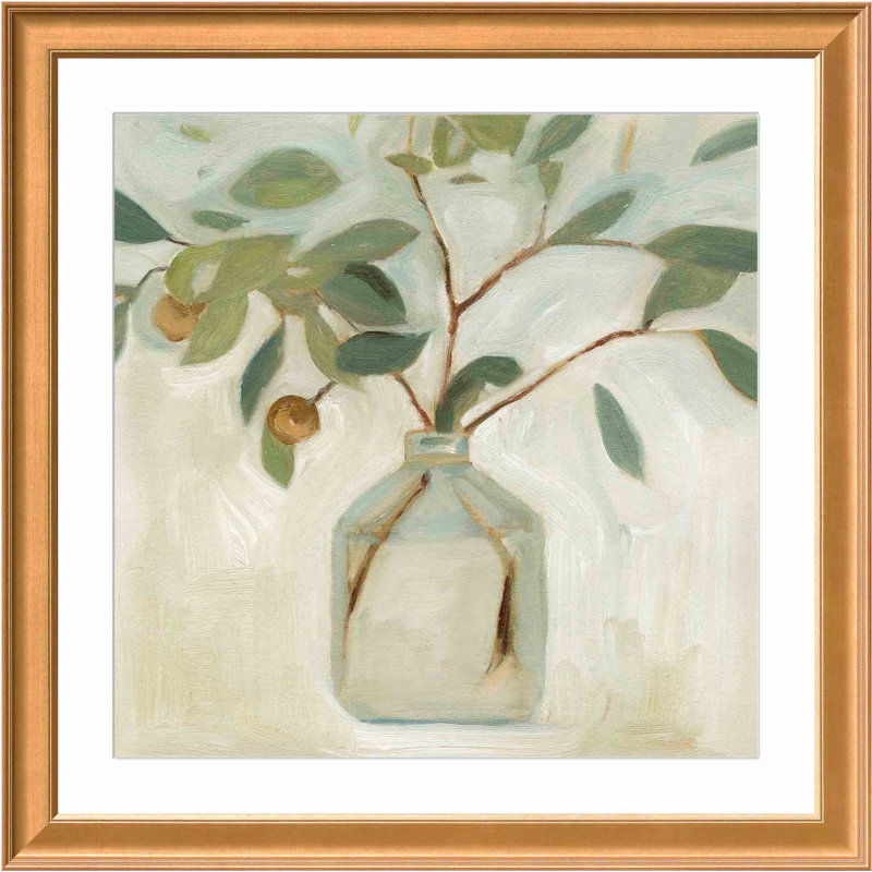 «Neutral Arrangement I» par Emma Scarvey - peinture encadrée, H 26,86 po x l 26,86 po x P 0,85 po, Or antique
