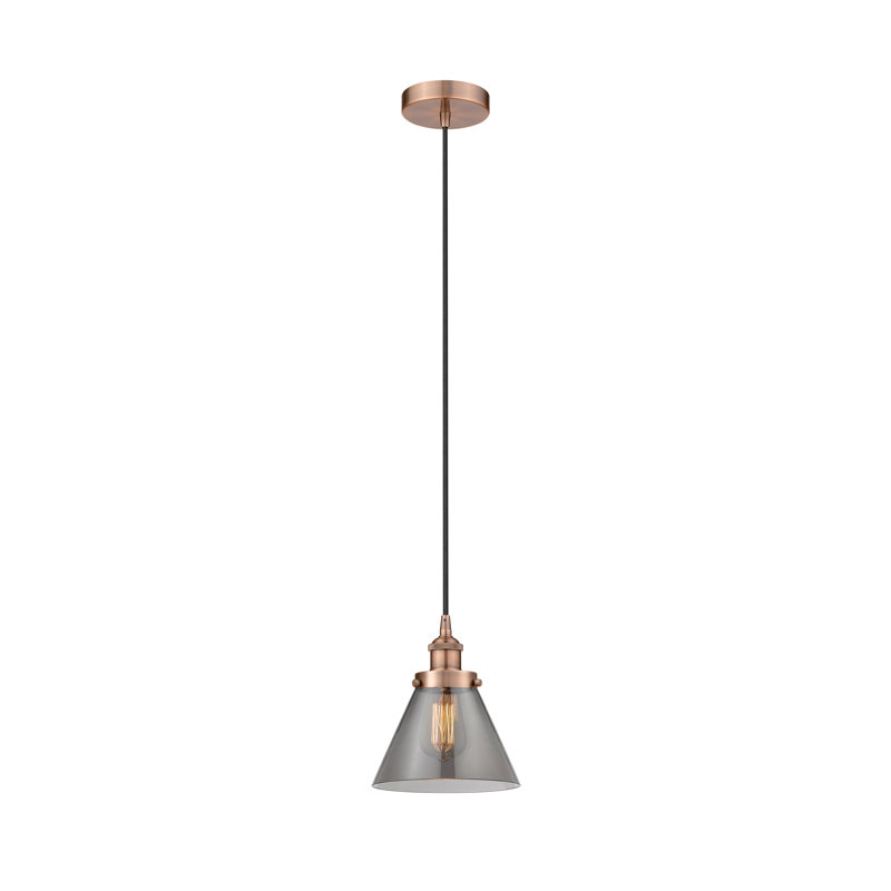 Mini-luminaire suspendu 1 lumière Cone, H 9,75 po x l 7,75 po x P 7,75 po, Gris, Cuivre