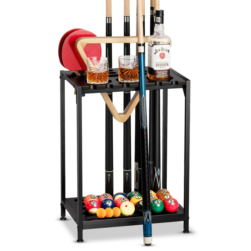 Porte-billard pour billard - porte-queues de billard et porte-baguettes de ping-pong en bois franc (noir)