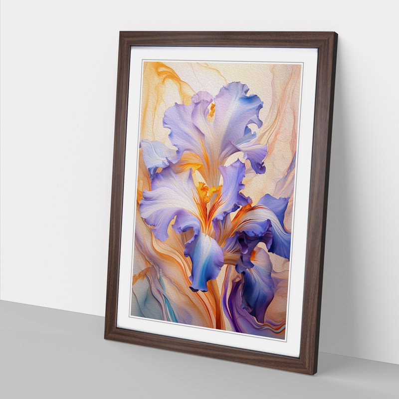 Iris Flower Futurism No.2 - Framed Print, Walnut Framed, 34cm H x 25cm W x 2cm D