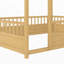 Lit de plancher en bois avec cadre de toit de maison, garde-corps de clôture-671976976-671976979