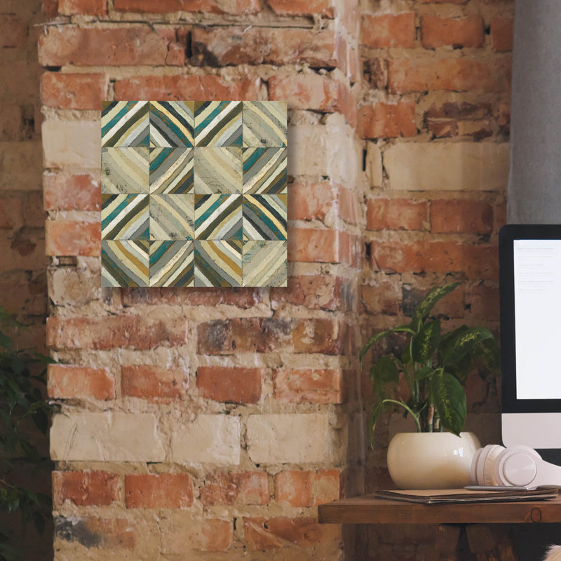  «The Center 1 Abstract Turquoise» par Cheryl Warrick, art mural sur toile, 12 po x 12 po