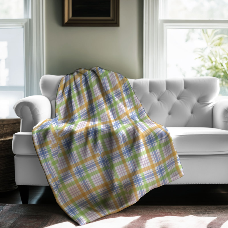 Motif bleu - couverture sherpa de qualité supérieure 1 pièce, Grand lit