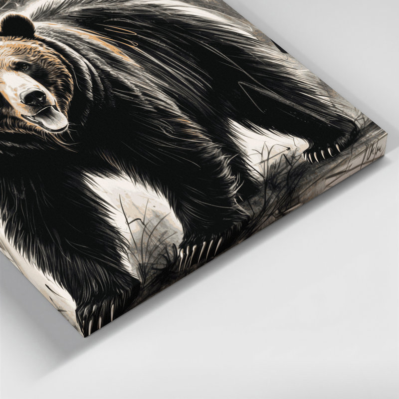 Faune, ours gris, art mural sur toile, H 20 po x l 24 po