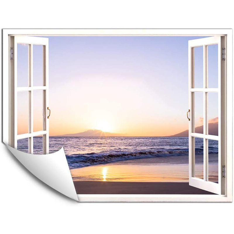 Murale coucher de soleil sur la plage, L 48 po x l 36 po