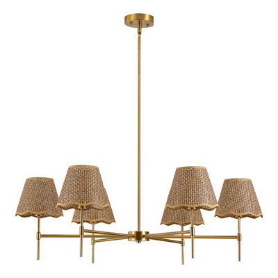 Luminaire suspendu industriel industriel à 6 lumières Boho Rattan Chandelier