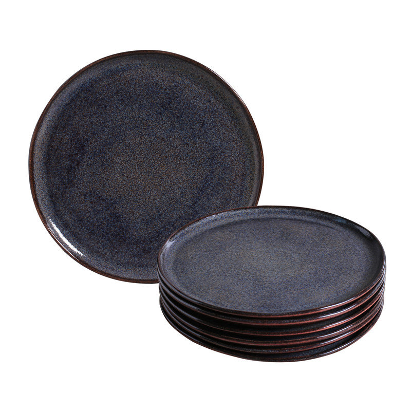 Assiette plate en grès de 10,82 po Commercial, Bleu titane