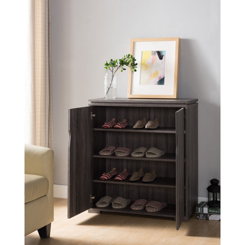 12 Pair Shoe Storage Cabinet, Distressed Grey