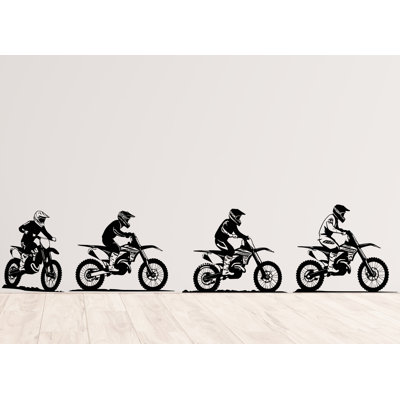 Ensemble de 4 autocollants muraux de course Motocross Dirt Bike Rider