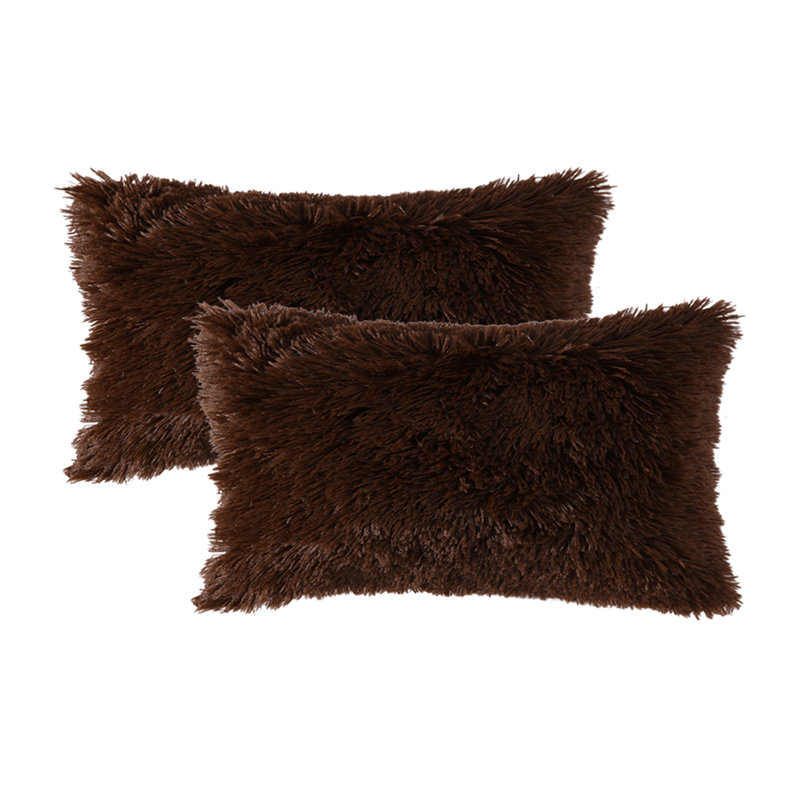 Housses de coussin à poils longs Cheer Collection, Chocolat, Housse de coussin seulement - sans insert, 14 x 20