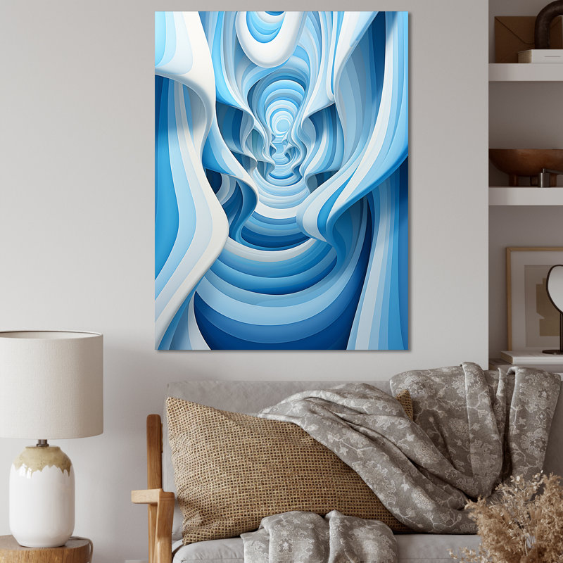 Op Art Blue Focus III - impression, H 40 po x l 30 po x P 1,5 po, Toile tendue