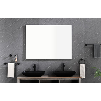 Miroir de salle de bain à DEL, 48 po x 36 po, avec fonction de brouillard, fixation murale, réglable pour une routine de beauté raffinée, maquillage idéal et toilettage personnel