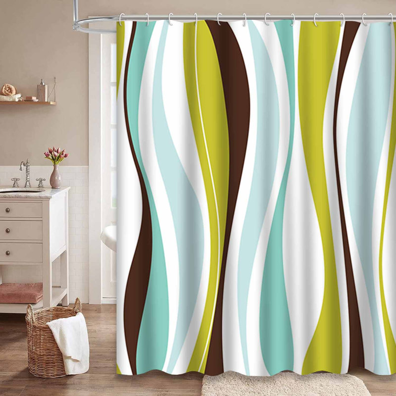 Rideau de douche Retro Wave Stripe, L 72 po x l 72 po