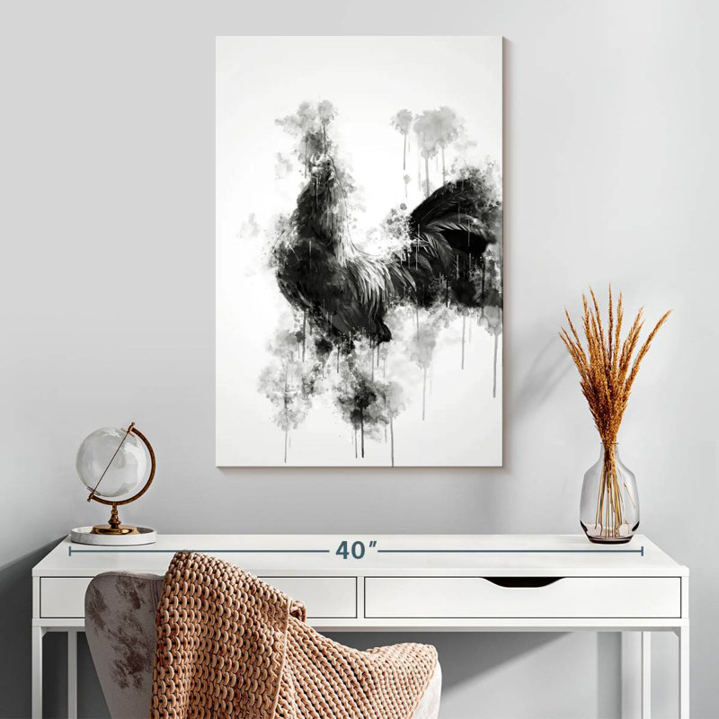 Coq Brampt noir et blanc, H 30 po x l 20 po