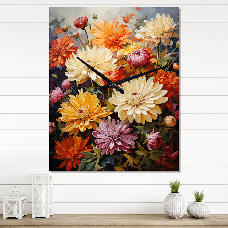 Jermone - Horloge murale moderne florale, Très large