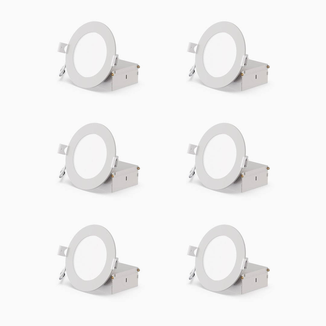 4" Slim Recessed LED, 9W, 4000K Cool White, Dimmable (Set of 6) Infibrite
