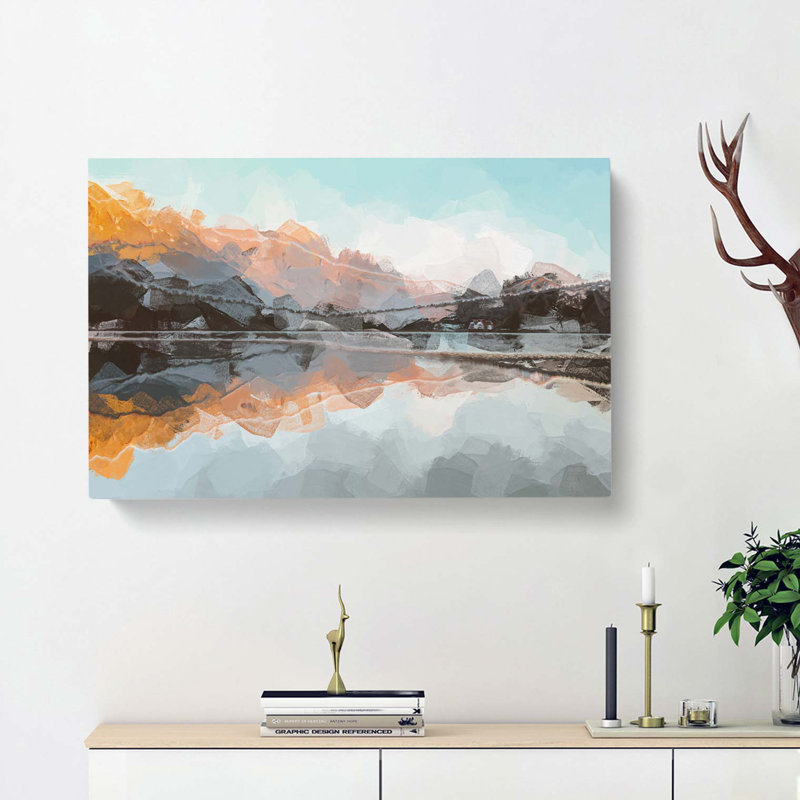 Mountain Reflection In Italy In Abstract - Wrapped Canvas Print, 50cm H x 76cm W x 3cm D
