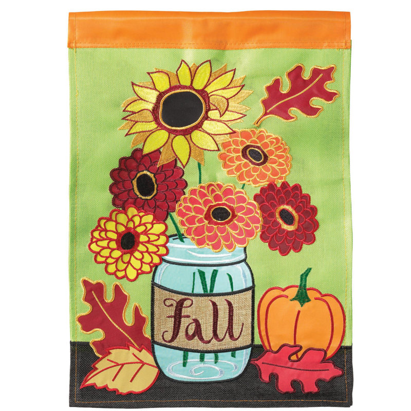 Drapeau de jardin en jute à 2 côtés Fressia, H 42 po x l 29 po