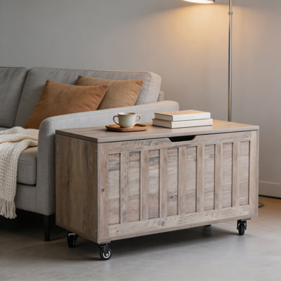 Coffret de rangement de 100 cm, coffre de rangement de bout de lit, banc de rangement surdimensionné en bois avec 4 roulettes verrouillables et charnières de sécurité, banc organisateur de rangement multifonctionnel, tabouret à chaussures pour chambre, entrée, salon, gain de place, facile à assembler
