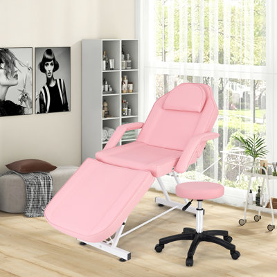 73'' Facial Chair With Hydraulic Stool W/ Detachable Armrests & Towel Rack