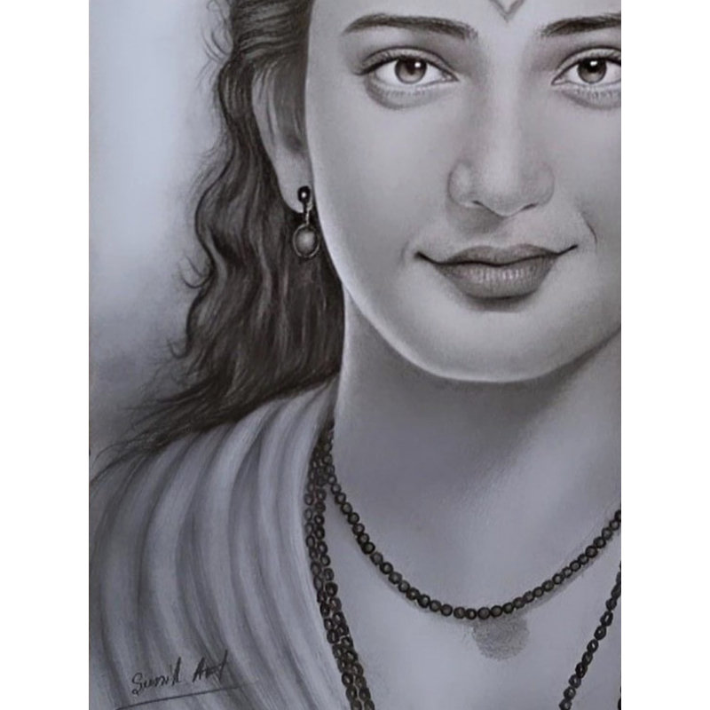 Portrait du lord Shri Ram | Graphite moyen | Par Sunil Kumar