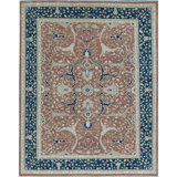 Hand-Knotted High-Quality Rust and Blue Area Rug