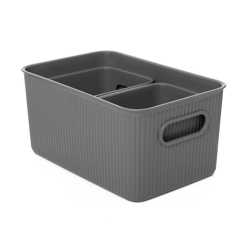 Ensemble de bacs en plastique 3 pièces, Gris