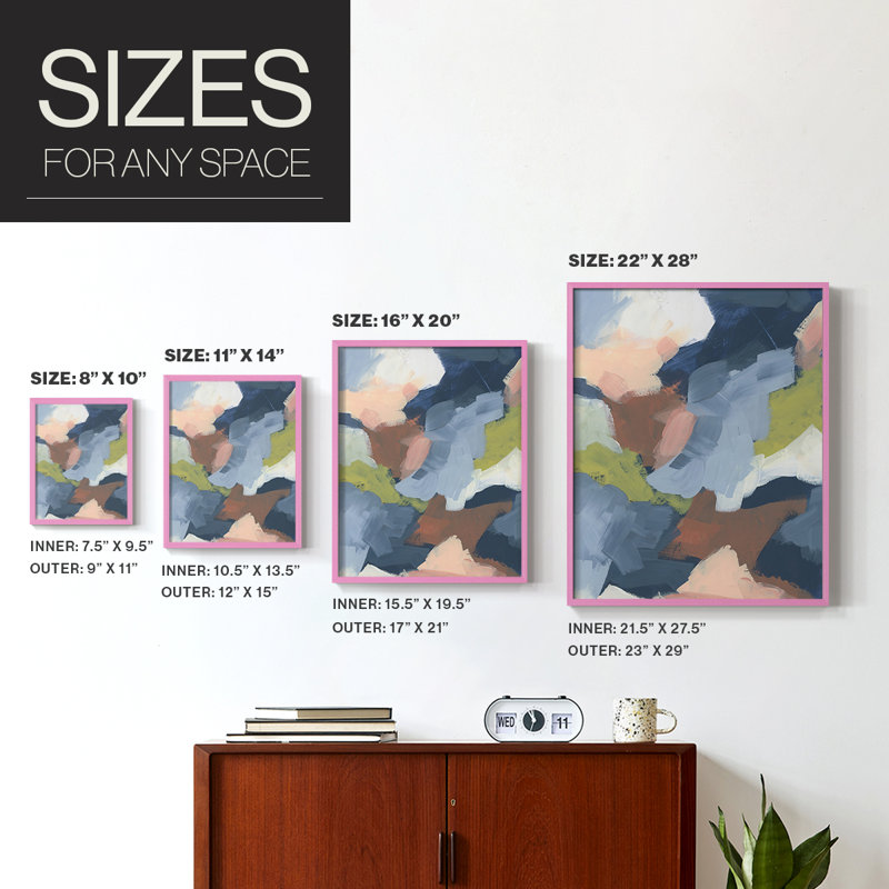 «Soft Indigo Atmosphere II», reproduction encadrée - bois massif, Cadre photo rose simple, H 10 po x l 8 po