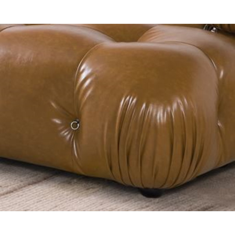 Canapé modulaire en cuir 4 pièces Daejuan, Similicuir brun