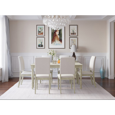 6 -Person Rubberwood Solid Wood Dining Set