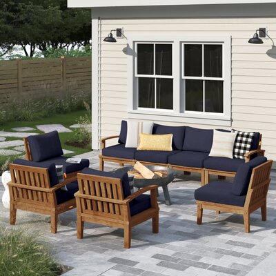 Modway Marina 8 Piece Outdoor Patio Teak Set -  EEI-1817-NAT-NAV-SET