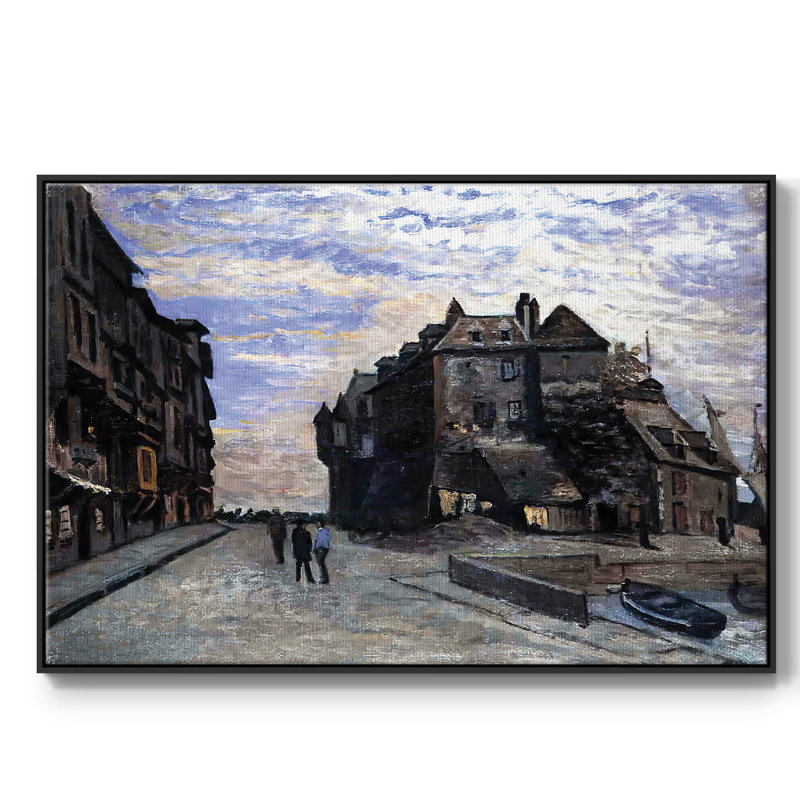 The Lieutenance At Honfleur, 1864, reproduction d'art sur toile, H 27 po x l 41 po x P 2 po, Noir