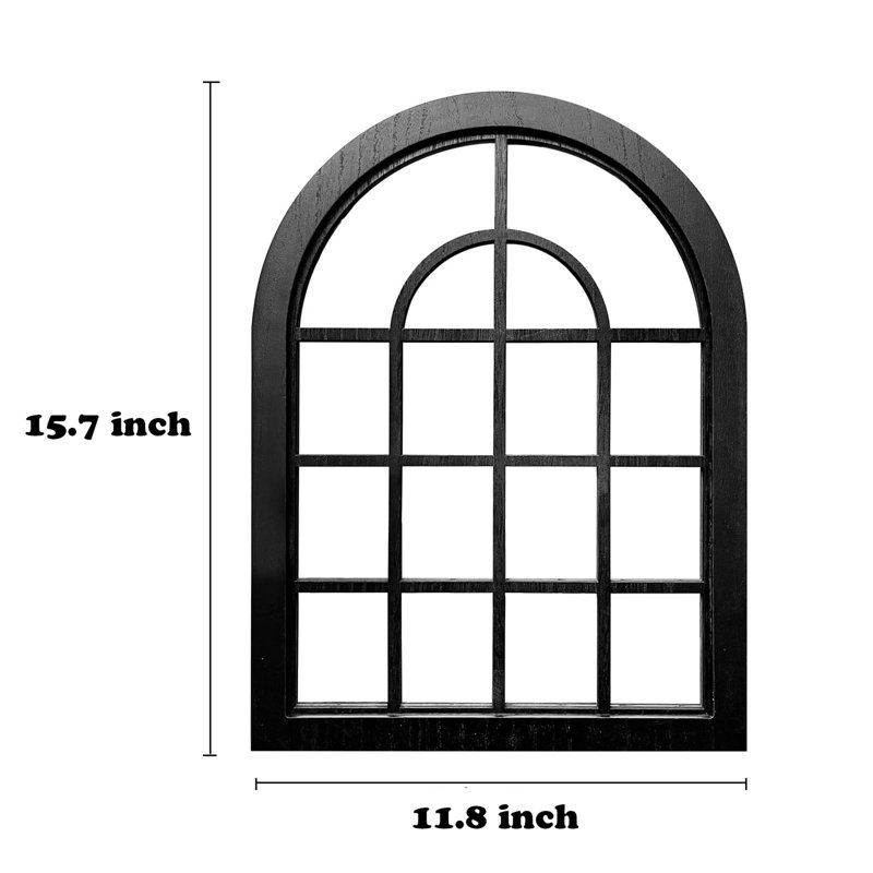 Arched Window Wall Mirror Set Of 2, Rustic Farmhouse Wood Framed Accent Mirrors
