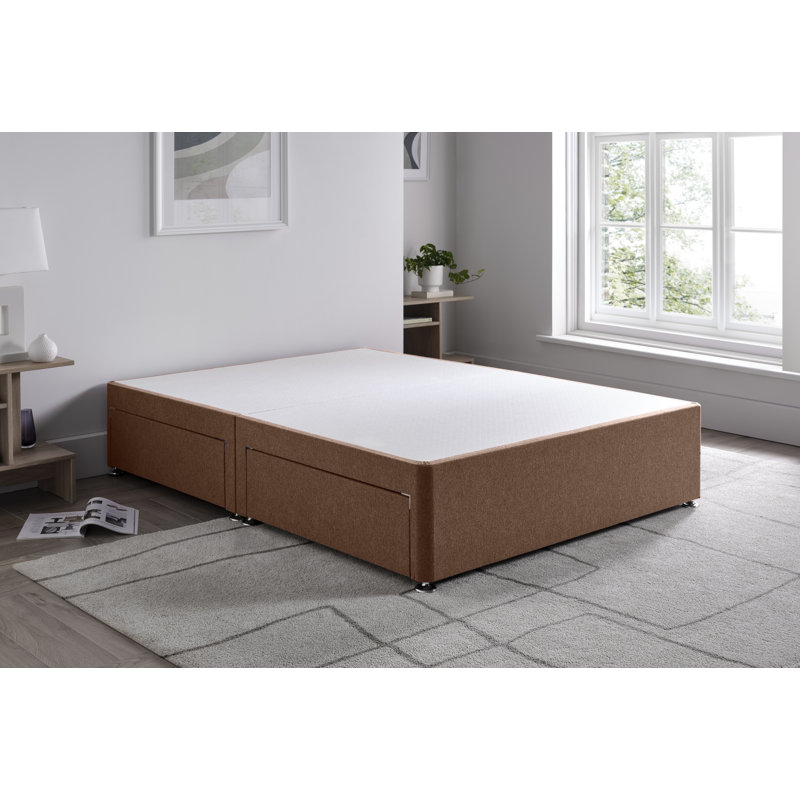 Wool Divan Bed Base, Small Double (4'), Truffle, No Drawers
