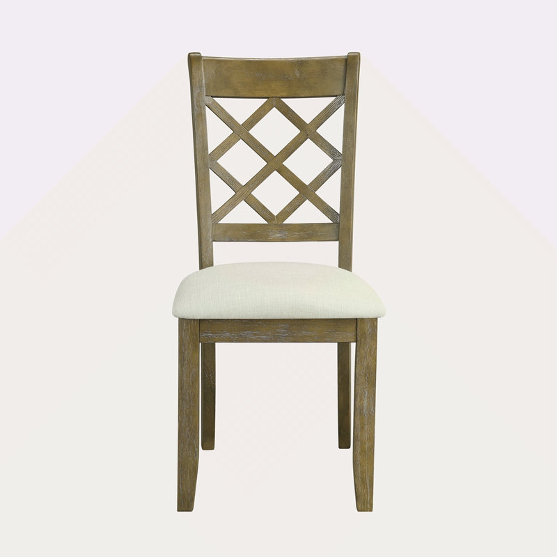 Ensemble de 2 chaises d'appoint en lin beige et chêne rustique