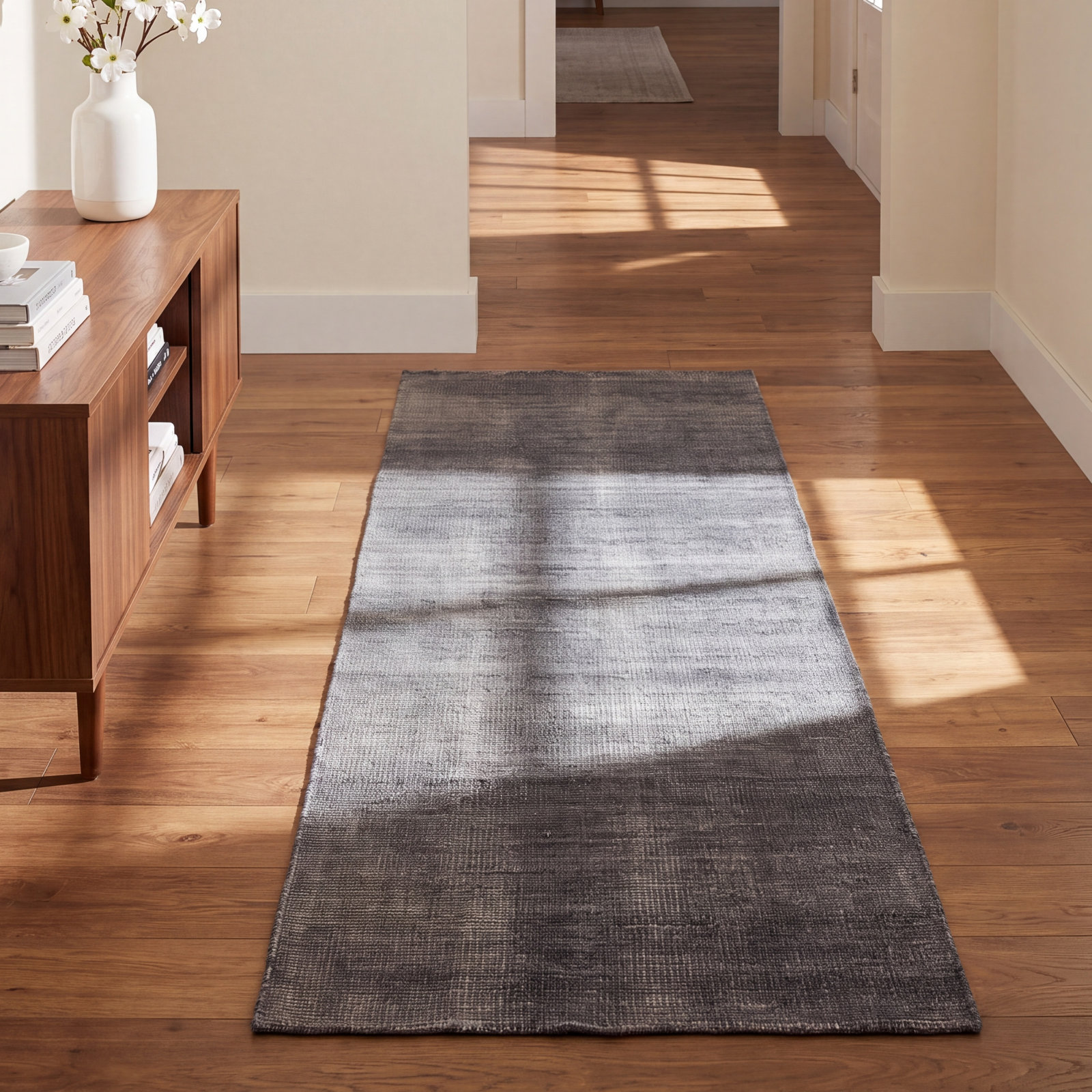 Brynn Brown Black Hand-Woven Outdoor Rug, Runner 3' x 10'