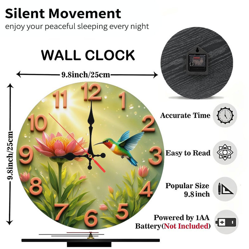 Horloge florale colibri