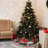 Red and Green Christmas Tree Skirt, Vintage Pine Tree Holiday Farmhouse Decor