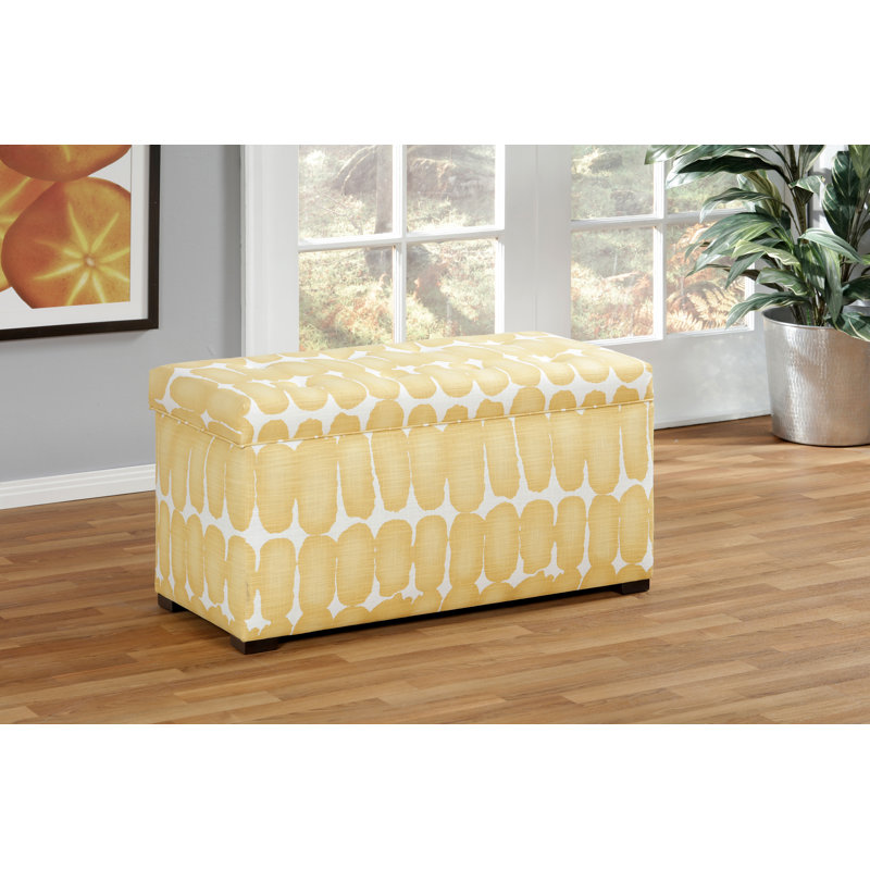 Birney Upholstered Storage Bench, Yellow/White