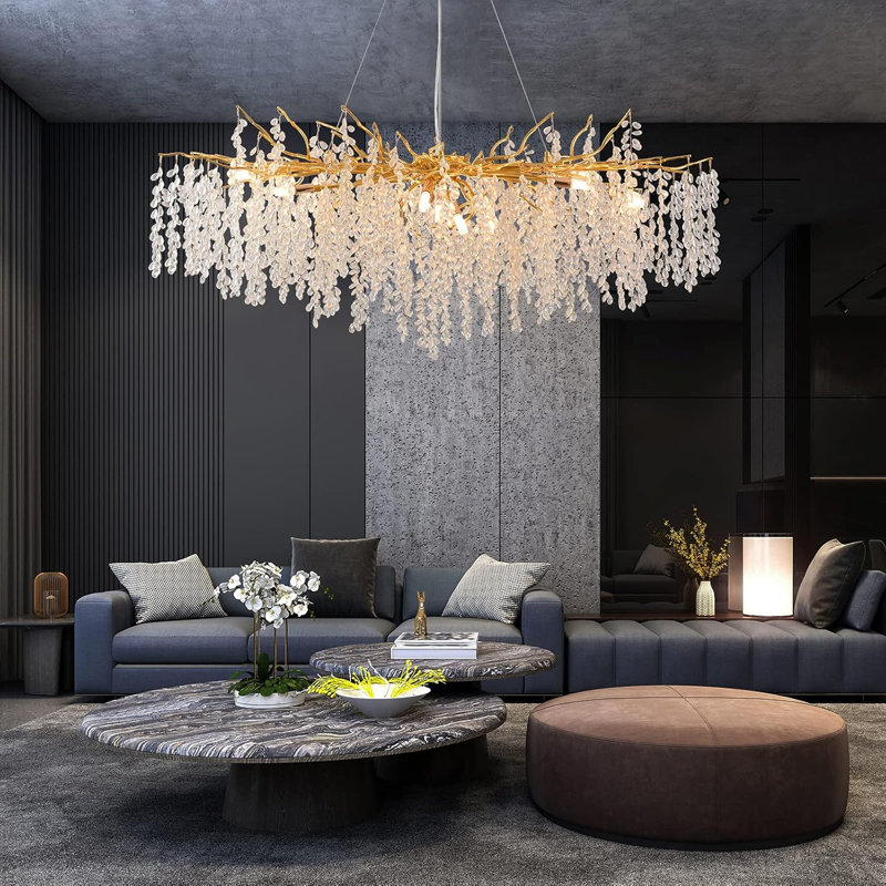 Grands lustres en cristal modernes à branches à intensité variable pour salle à manger, 13 lumières