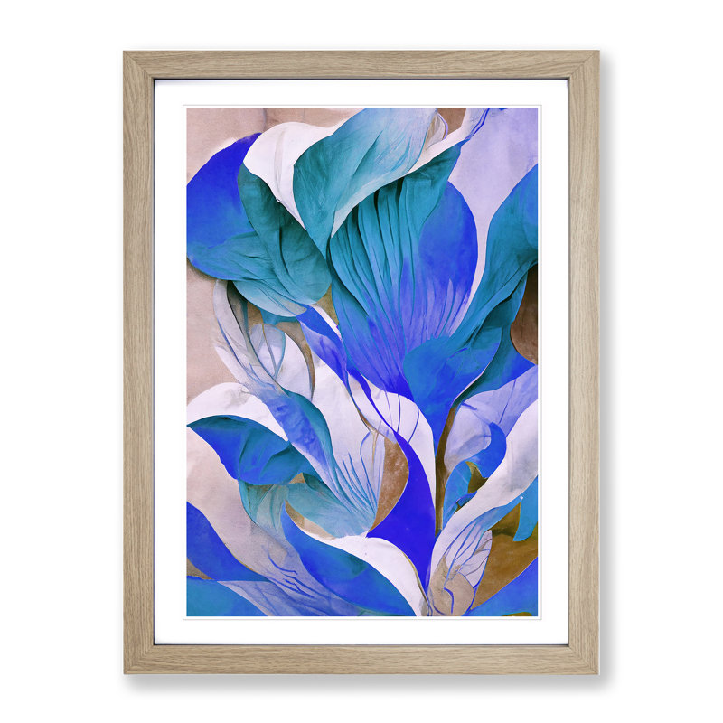 Modern Abstract Floral No.3 - Framed Print, 34cm H x 25cm W x 2cm D, Oak