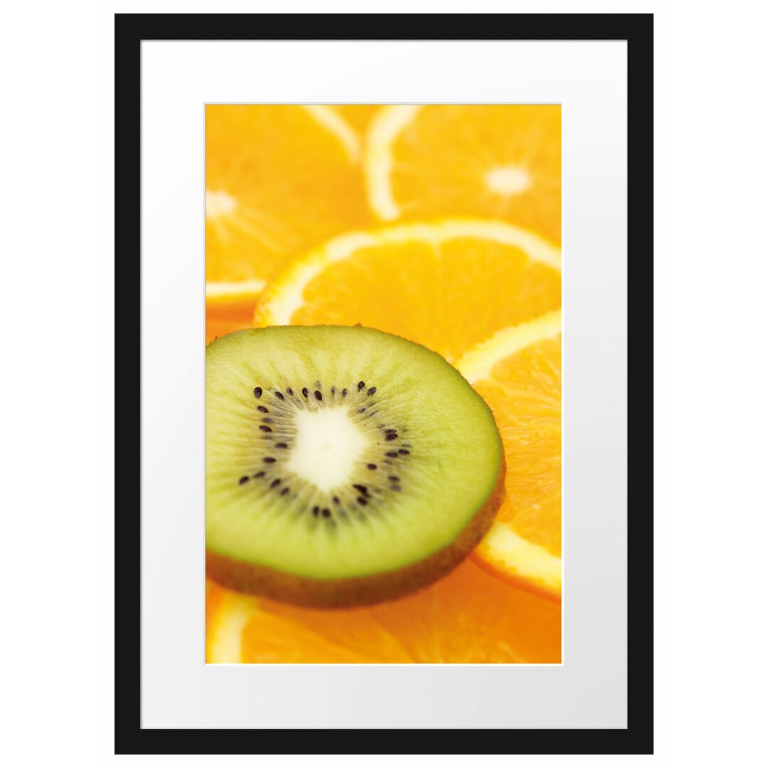 Gerahmtes Poster Kiwi und Orangenscheiben