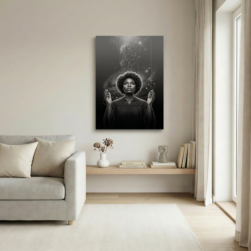 Ensemble de 1 tableau sur toile « Femme cosmique », 48"H x 36"W, Toile tendue